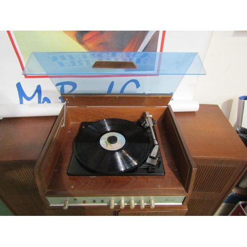 8171 - A Dynatron 'Marzuka' turntable on record cabinet stand with accompanying floorstanding speakers