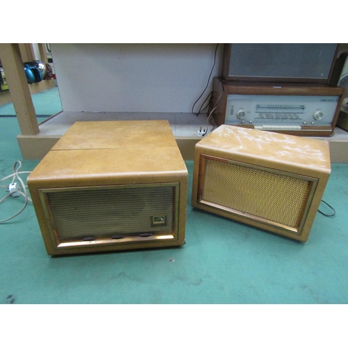 8177 - An HMV portable record player with Garrard deck and additional external speaker (2)