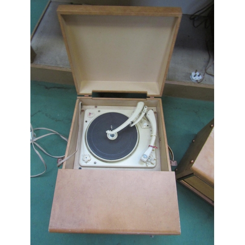 8177 - An HMV portable record player with Garrard deck and additional external speaker (2)