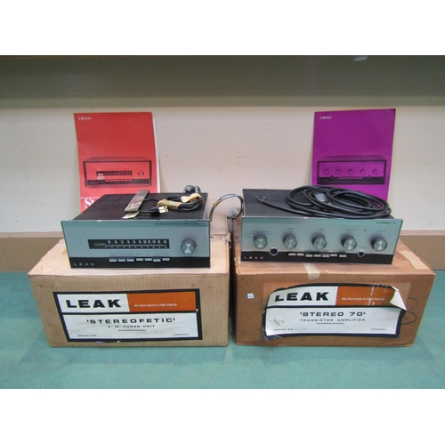 8198 - Two boxed Leak hifi seperates to include 'Stereofetic' F.M. Tuner Unit and 'Stereo 70' Transistor Am... 