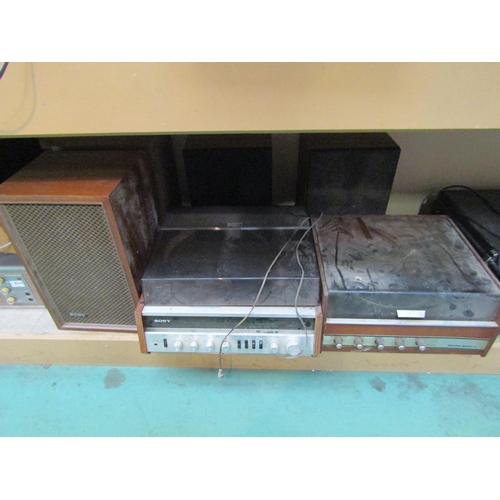 8211 - A Sony record player, Van Der Molen record player, Sony speakers and National Panasonic speakers