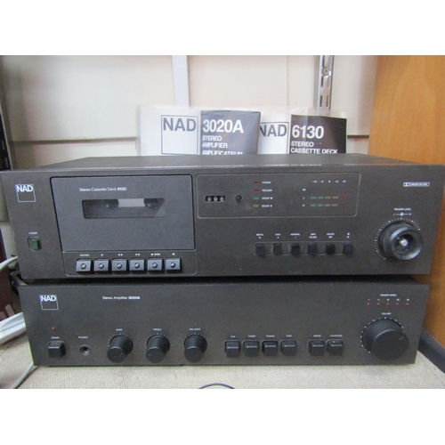 8237 - Two NAD hi-fi seperates to include 3020A stereo amplifier and 6130 stereo cassette deck (2)