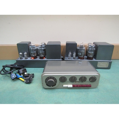 8247 - A pair of Quad II valve amplifiers, serial numbers 18871 and 20033 and a Quad 22 control unit with p... 