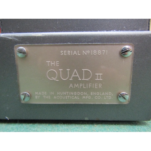 8247 - A pair of Quad II valve amplifiers, serial numbers 18871 and 20033 and a Quad 22 control unit with p... 