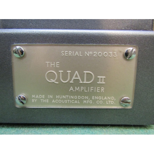 8247 - A pair of Quad II valve amplifiers, serial numbers 18871 and 20033 and a Quad 22 control unit with p... 