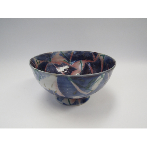 1433 - JANICE TCHALENKO (1942-2018) A large stoneware bowl decorated in enamels and unmarked. Circa 1980's,... 