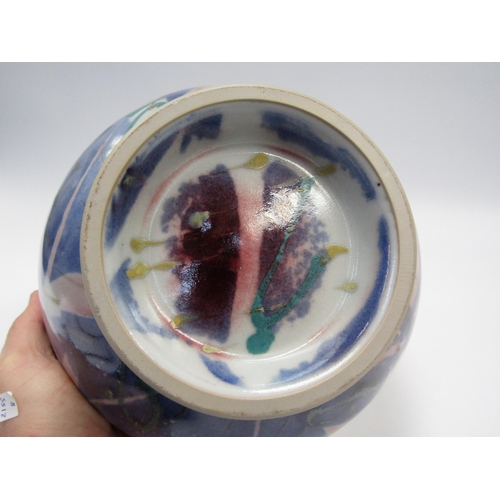 1433 - JANICE TCHALENKO (1942-2018) A large stoneware bowl decorated in enamels and unmarked. Circa 1980's,... 