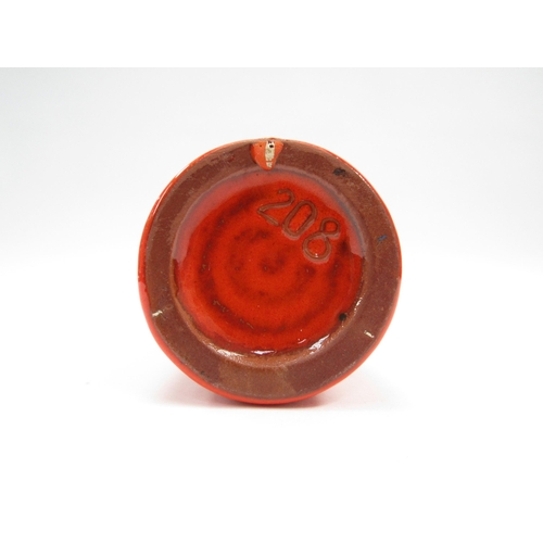 1434 - A small Krentz West German vase, form 208 with fat lava orange and black glaze, 18.5cm high  (R)  £2... 