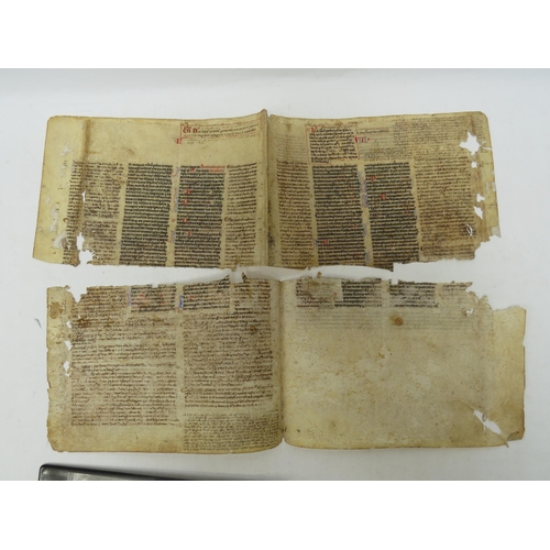 9066 - Single bifolium (split horizontally) containing a portion of a copy of the Codex Iustinianus, heavil... 