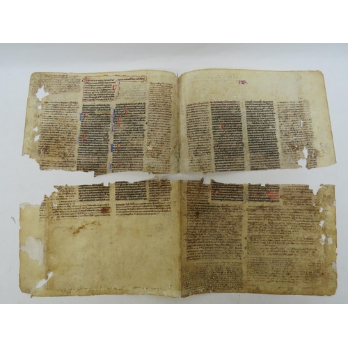 9066 - Single bifolium (split horizontally) containing a portion of a copy of the Codex Iustinianus, heavil... 