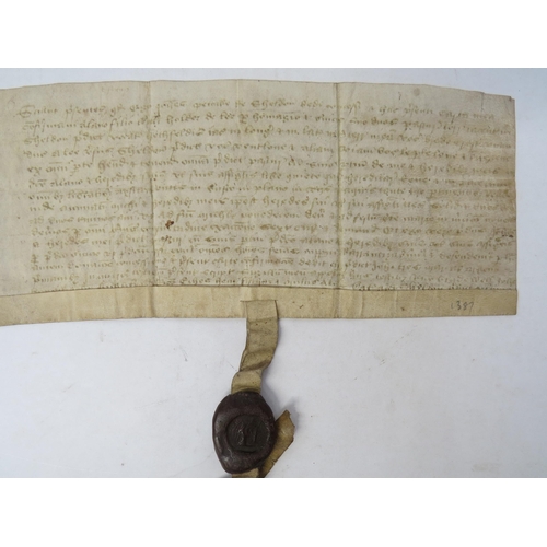 9075 - Grant for £2; 10R2 [22 Jun 1386 – 21 Jun 1387]
John Petowe of Sheldon to Alan son of William Holder ... 