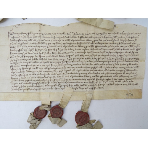 9076 - Feoffment (both halves of an indenture) for £10 6s 8d to be paid in instalments; 5 Nov 1424

Henry a... 