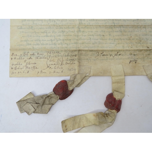 9076 - Feoffment (both halves of an indenture) for £10 6s 8d to be paid in instalments; 5 Nov 1424

Henry a... 