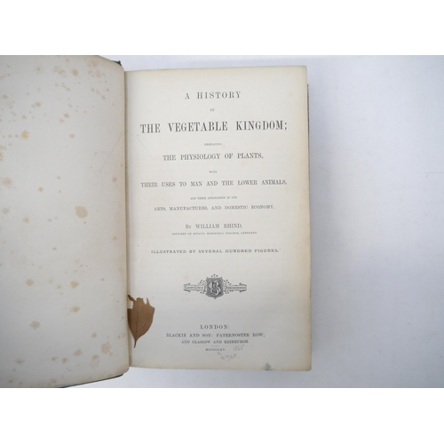 9095 - William Rhind: 'A History of the Vegetable Kingdom', Blackie, 1865, engraved portrait frontis of Lin... 