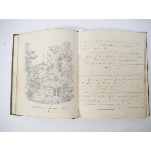 9099 - A commonplace album circa 1820, containing manuscript extracts, poetry and prose, and 9 well execute... 