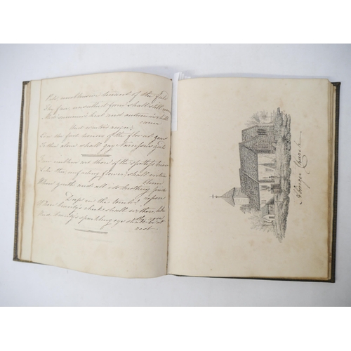 9099 - A commonplace album circa 1820, containing manuscript extracts, poetry and prose, and 9 well execute... 