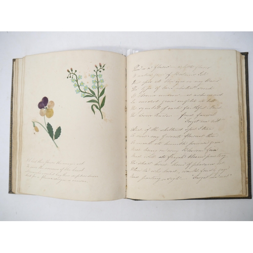 9099 - A commonplace album circa 1820, containing manuscript extracts, poetry and prose, and 9 well execute... 