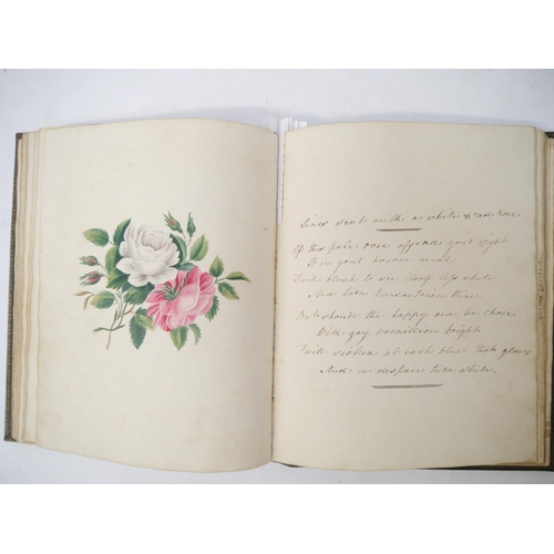 9099 - A commonplace album circa 1820, containing manuscript extracts, poetry and prose, and 9 well execute... 