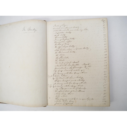 9104 - A bound volume of assorted engraved sheet music, circa 1820, 2 page manuscript title page at front, ... 