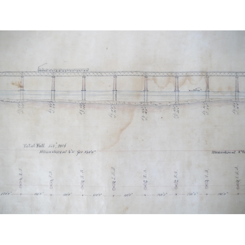 9109 - THE TAY BRIDGE. A late 19th Century manuscript plan depicting the first Tay Bridge, Dundee, Scotland... 