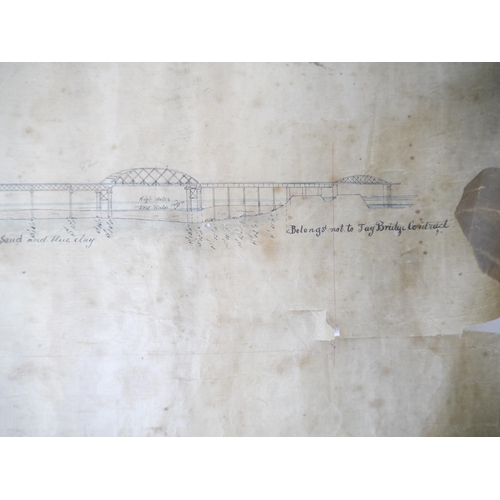 9109 - THE TAY BRIDGE. A late 19th Century manuscript plan depicting the first Tay Bridge, Dundee, Scotland... 