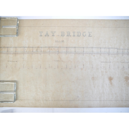 9109 - THE TAY BRIDGE. A late 19th Century manuscript plan depicting the first Tay Bridge, Dundee, Scotland... 