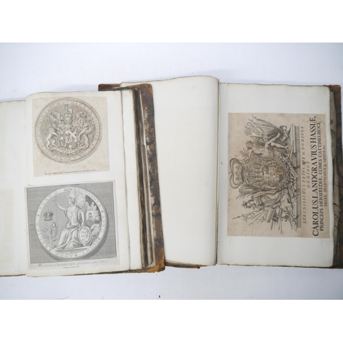 9110 - Two large folio volumes of mainly 18th and 19th Century engraved heraldic coats of arms/bookplates, ... 