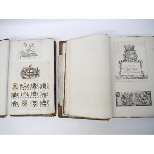 9110 - Two large folio volumes of mainly 18th and 19th Century engraved heraldic coats of arms/bookplates, ... 