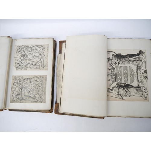 9110 - Two large folio volumes of mainly 18th and 19th Century engraved heraldic coats of arms/bookplates, ... 