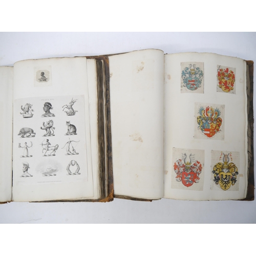 9110 - Two large folio volumes of mainly 18th and 19th Century engraved heraldic coats of arms/bookplates, ... 