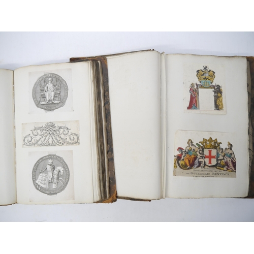 9110 - Two large folio volumes of mainly 18th and 19th Century engraved heraldic coats of arms/bookplates, ... 