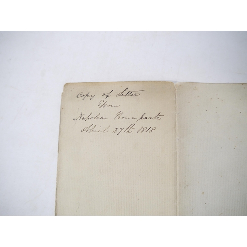 9114 - NAPOLEON ON ST HELENA, a collection of manuscript papers relating to the exile of Napoleon I (1769-1... 