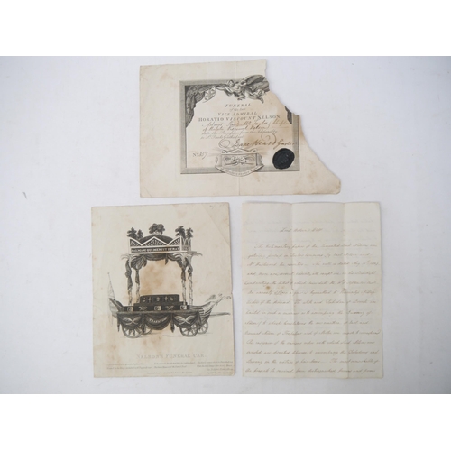 9115 - Horatio Nelson, 1st Viscount Nelson (1758-1805), a small quantity of ephemera relating to the death ... 