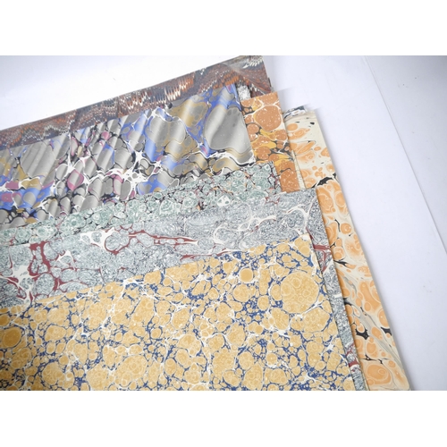 9211 - (Bookbinding). Approx 46 sheets of assorted marbled paper, various sizes from 36 x 44cm - 50 x 64cm,... 