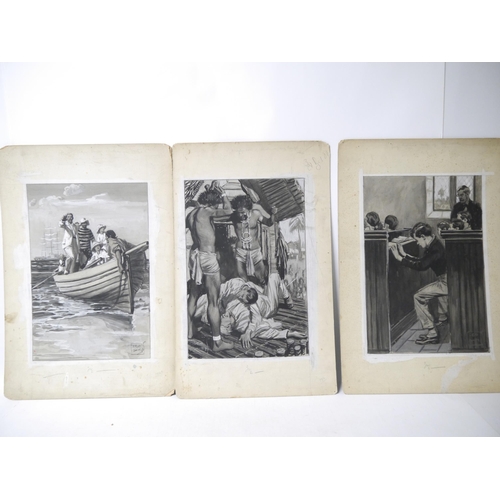 9220 - LEO BATES (1890-1957), three original pen, ink and wash illustrations on board, all appear to be rel... 