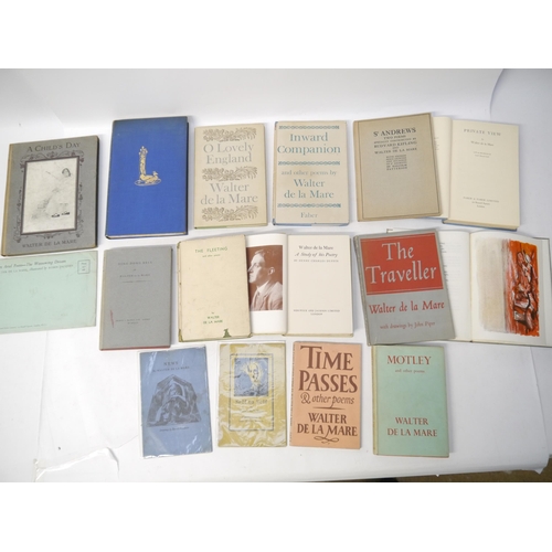 9243 - Walter de la Mare, 16 titles, including: 'The Traveller', illustrated John Piper, L, Faber, 1946, 1s... 