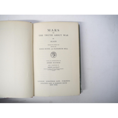 9247 - Alain [i.e. Émile-Auguste Chartier]: 'Mars, or the Truth about War', London, Jonathan Cape, [1930], ... 