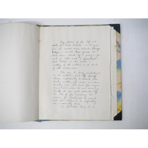 9267 - An original unpublished manuscript by Harry Henry (1916-2008), titled 'Lewis Carroll and the Subcons... 