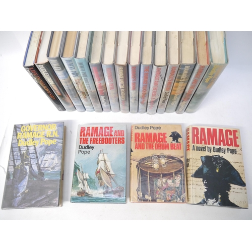 9318 - Dudley Pope, near complete set of seventeen Ramage series novels (of eighteen, lacks only the 14th n... 