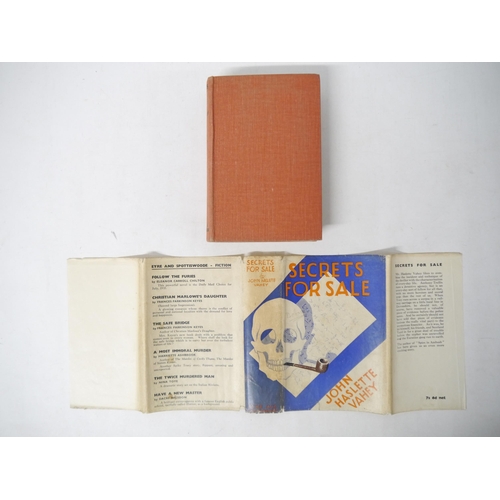 9334 - John Haslette Vahey: 'Secrets for Sale', London, Eyre & Spottiswoode, 1935, 1st edition,  original c... 