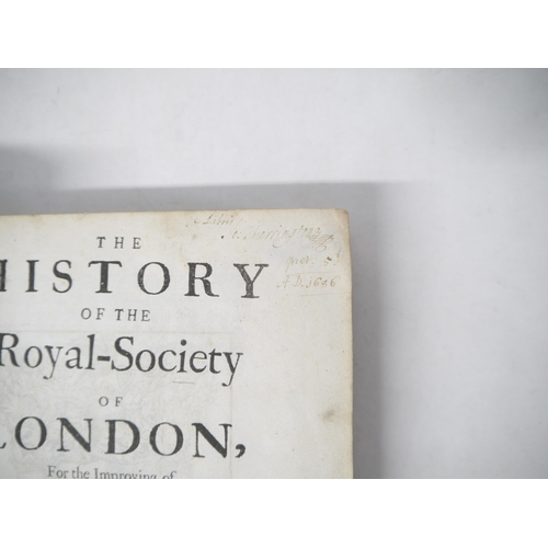 9130 - Thomas Sprat: 'The History of the Royal Society of London, for the Improving of Natural Knowledge.',... 