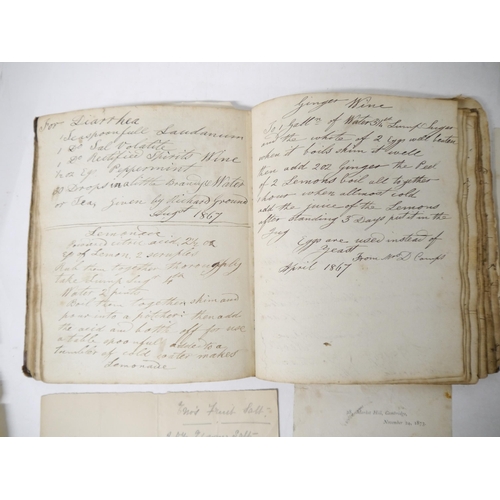 9140 - A manuscript book containing a good quantity of circa late 18th to mid 19th Century entries, includi... 