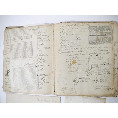 9140 - A manuscript book containing a good quantity of circa late 18th to mid 19th Century entries, includi... 