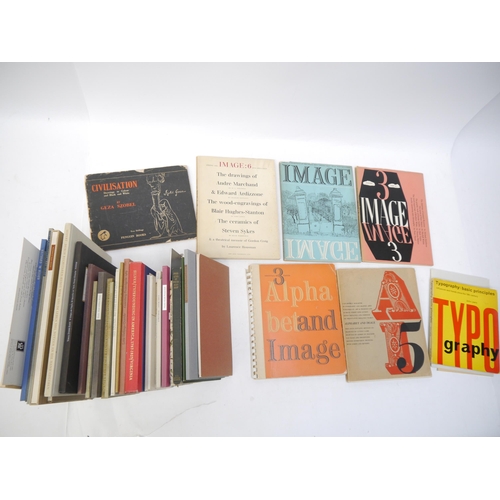 9164 - A box of Typography, Printing, Private Press books, including 'Alphabet and Image', James Shand Shen... 