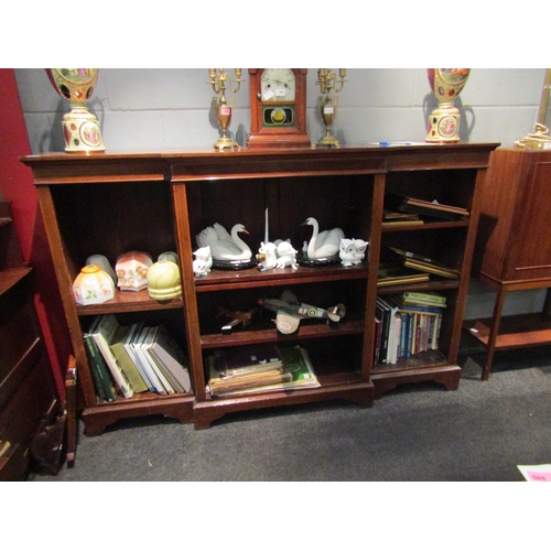 1072 - A 19th Century mahogany breakfront sideboard with satinwood crossbanding, bracket supports, 121cm hi... 