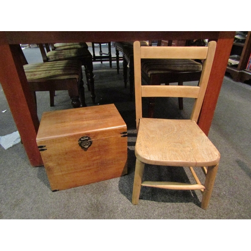 1089 - A child's elm-seated chair and a pine box