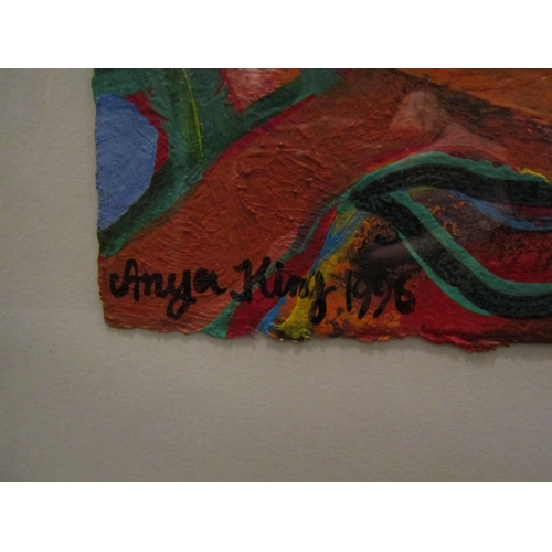 1097 - ANYA KING: Abstract painting, signed and dated 1996, framed and glazed, 57cm x 75cm image size   (R)... 