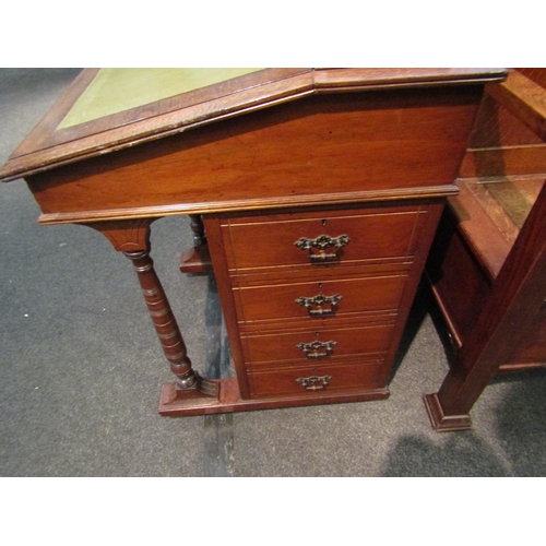 1125 - An Edwardian Davenport with gilt tooled leather insert and four drawers, 90cm high x 59cm wide x 55c... 