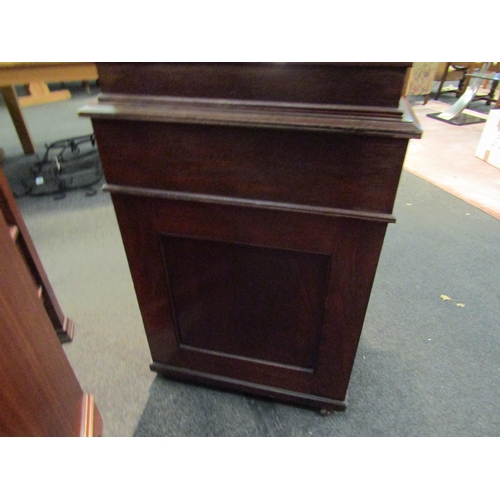 1125 - An Edwardian Davenport with gilt tooled leather insert and four drawers, 90cm high x 59cm wide x 55c... 