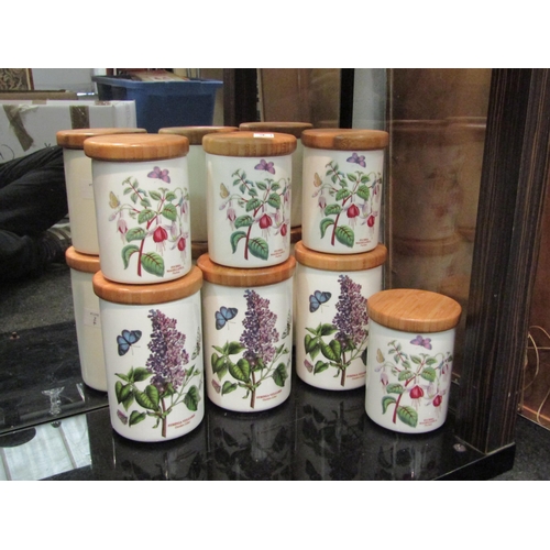 1441 - Seven Portmeirion Botanic garden storage jars with wooden lids (7)